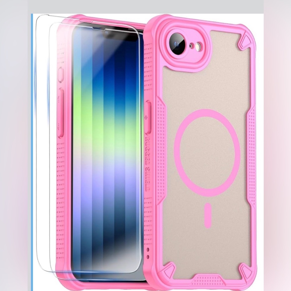 Protective Pink Phone Case with Screen Protector